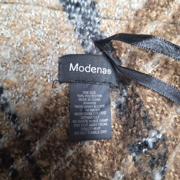 Modena Shawl Wrap Plaid Brown Toggle Fringe 36 Inches Across Fall Winter Soft - Picture 5 of 8